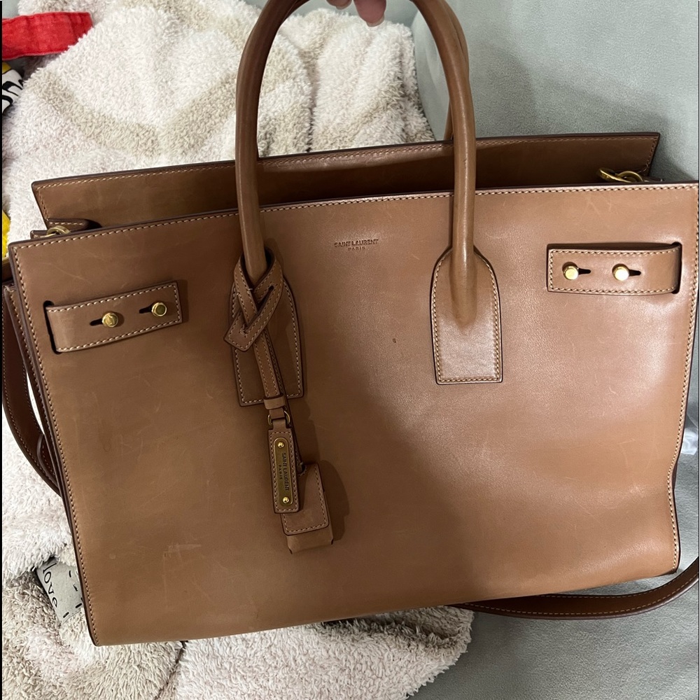 YSL Saint Laurent Sac De Jour bag in vintage vegetable tanned calfskin leather